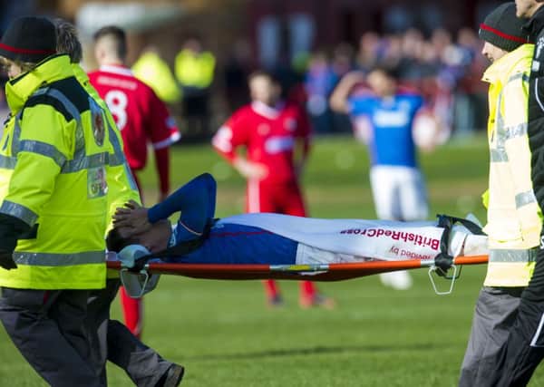 Ian Black is stretchered off in Rangers' win over Brechin. Picture: SNS