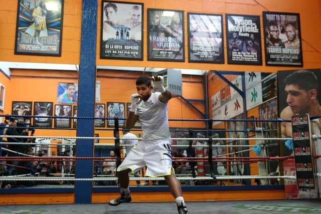 Amir Khan will box in Las Vegas in May, ending his 13-month exile from competitive fighting. Picture: Getty