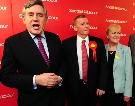 Former Prime Minister Gordon Brown and Scottish Labour leader Johann Lamont with  Alex Rowley.  Picture: Ian Rutherford