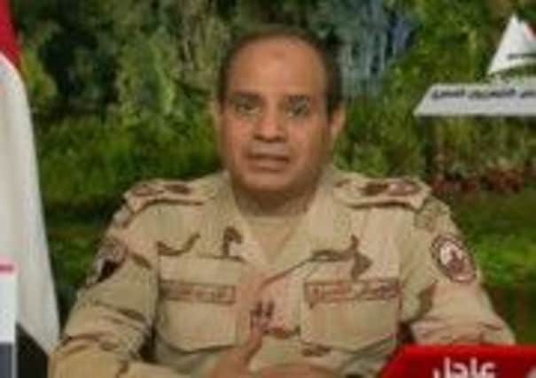Field Marshal Abdul Fattah al-Sisi in his TV address last night. Picture: Getty