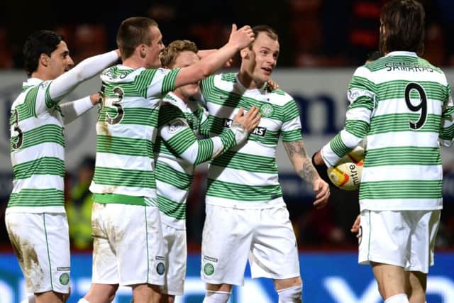 Celtic celebrate Anthony Stokes' goal. Picture: SNS