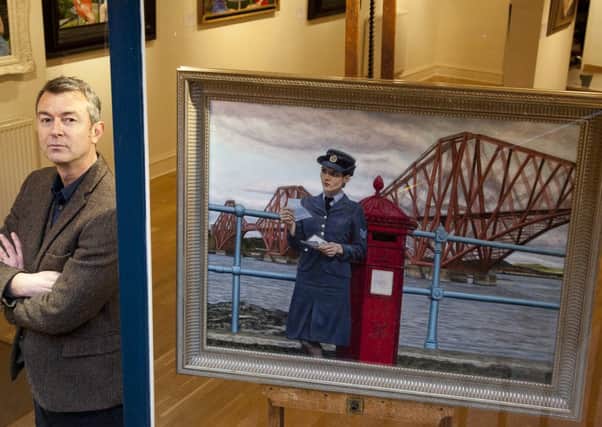 Davy Macdonald poses with his painting The Letter. Picture: Scott Louden