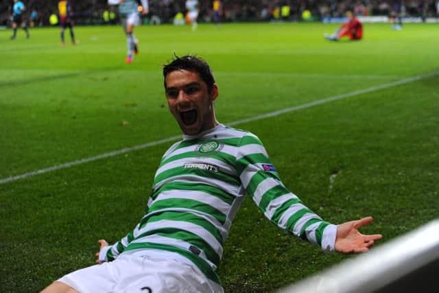 Watt celebrates in November 2012 after scoring the winner against Barcelona. Picture: Robert Perry