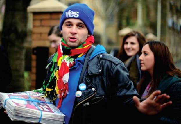 Generation Yes campaigners leaflet for the Scottish independence referendum. Picture: Getty