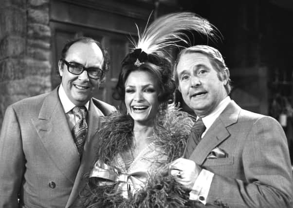 Kate OMard with Ernie Wise and Eric Morecambe on their TV show in 1976. Picture: PA