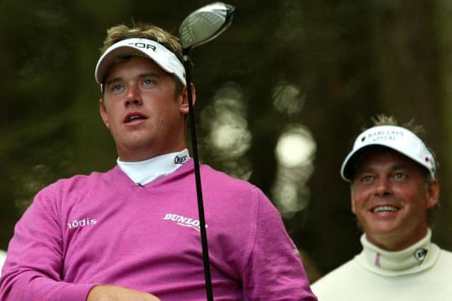 England's Lee Westwood (left) plays a shot as Northern Ireland's Darren Clarke looks on during a practice session at the Dukes course, Fife. The pair have committed to the Scottish Open at Royal Aberdeen. Picture: PA