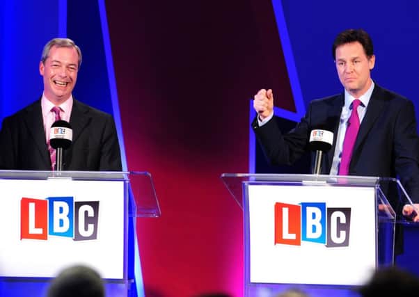 Nigel Farage (L) said that he admired Vladimir Putin; Nick Clegg has called the comments "grotesque". Picture: Getty