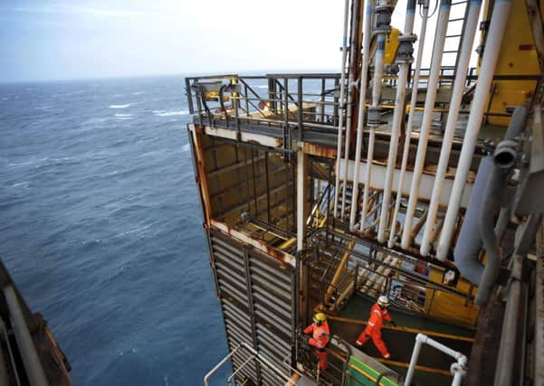 Employees on the BP oil platform in the North Sea, east of Aberdeen. Picture: AFP