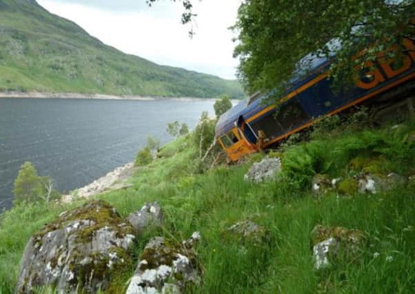The derailed train at Loch Treig. Picture: Contributed