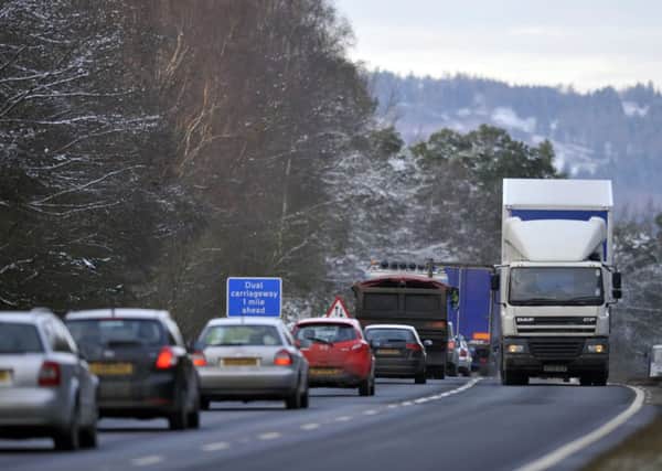 A lorry makes its way on the A9 near Bankfoot. Picture: Phil Wilkinson