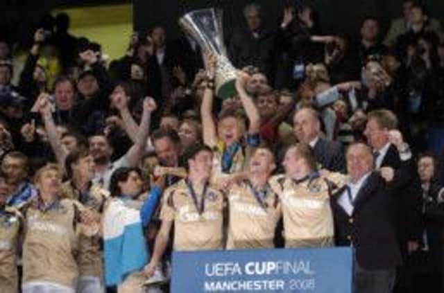 FC Zenit St Petersburg lift the UEFA Cup in 2008. Picture: SNS