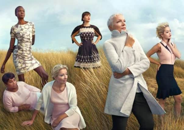 Left to right, Doreen Lawrence, the mother of Stephen Lawrence, model and designer Alex Wek, actress Emma Thompson, chef Rachel Khoo, and singers Annie Lennox and Rita Ora appear in the M&S leading ladies campaign, part of the chains efforts to improve its fortunes. Photograph: Annie Leibovitz