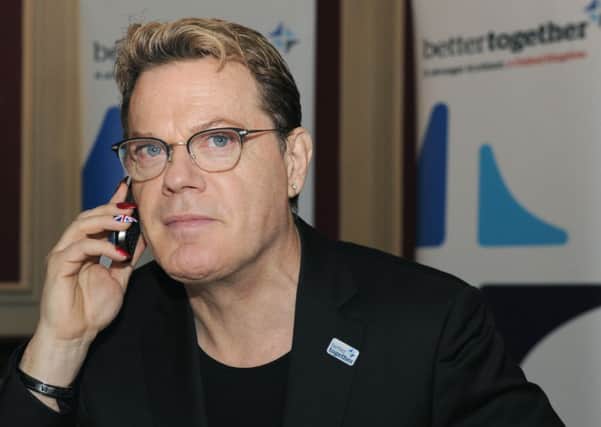Comedian Eddie Izzard helps make telephone calls to undecided voters on behalf of Better Together. Picture: Lisa Ferguson