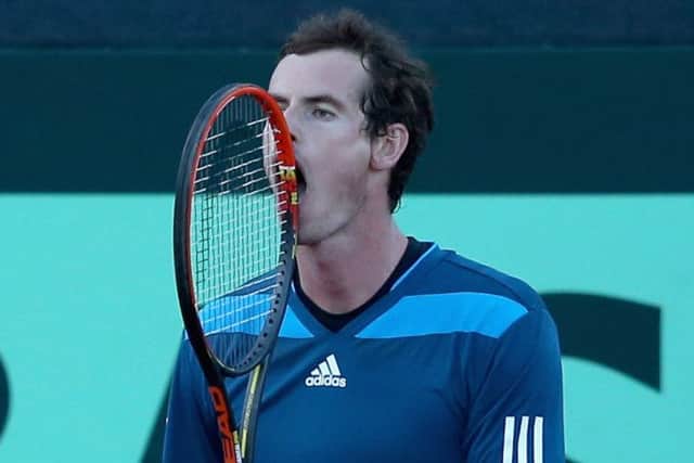 Andy Murray displays some frustration during his match against Andreas Seppi despite winning the first set.  Picture: Getty