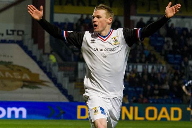 Delight for Billy McKay who celebrates scoring what turned out to be the winner. Picture: SNS