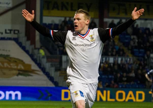 Delight for Billy McKay who celebrates scoring what turned out to be the winner. Picture: SNS
