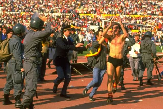 F. Grazziani of AS Roma celebrates after they win the European Cup semi-final against Dundee United. Picture: Allsport