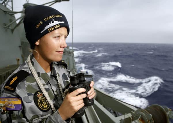 The Royal Australian Navy ship HMAS Toowoomba on the search for flight MH370. Picture: AFP/Getty