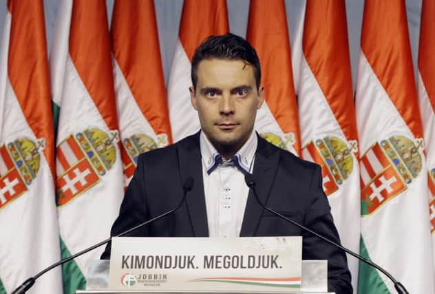 Gabor Vona, leader of Hungarys farright Jobbik party, which denies being racist. Picture: AFP/Getty Images