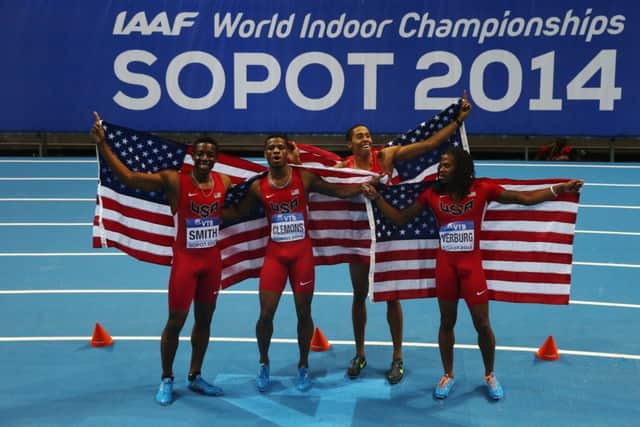 Jamie Bowie and the British 4x400m relay team were beaten to gold in Sopot by the record-breaking US team. Picture: Getty