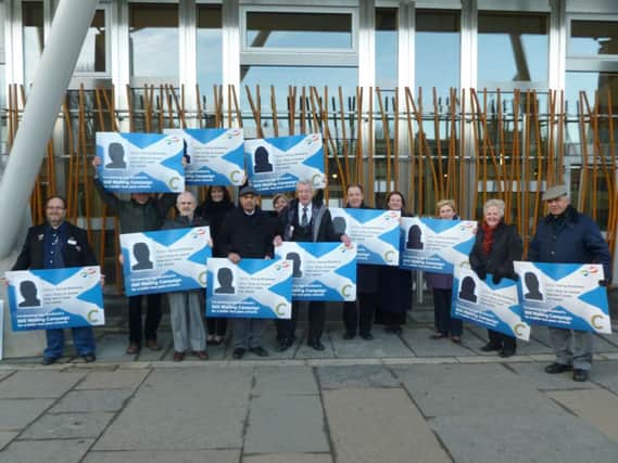 Campaigners demonstrate outside the Scottish Parliament at Holyrood. Picture: Contributed