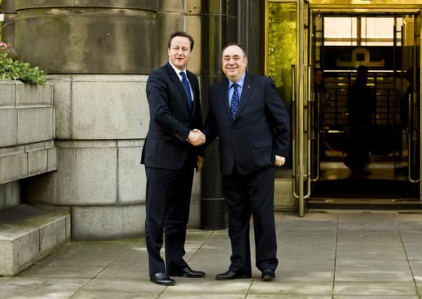 First Minister Alex Salmond and Prime Minister David Cameron. Picture: Ian Georgeson