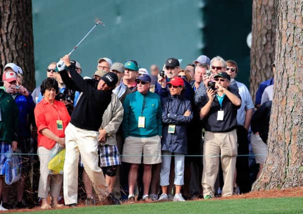 Phil Mickelson during a practice round at Augusta National. Picture: Getty