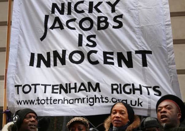 Supporters outside the Old Bailey during the trial of Nicky Jacobs. Picture: Getty