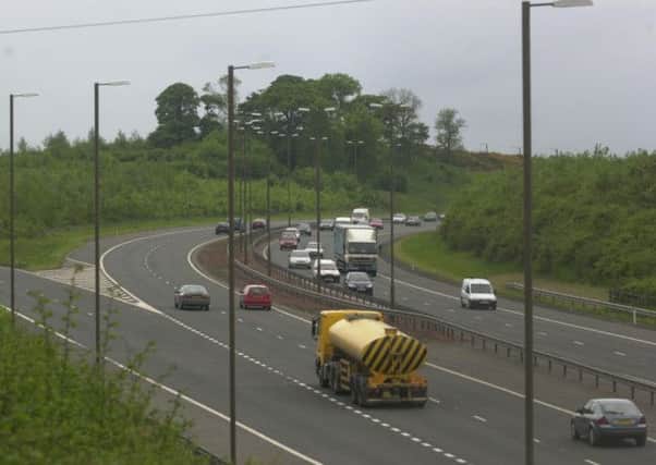 The man was hit by the tanker on the M8 between junctions 2, pictured, and 3. Picture: TSPL
