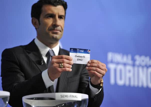 Chelsea, the only British club remaining in the Champions League, are drawn from the pot of semi-finalists by Luis Figo. Picture: Getty