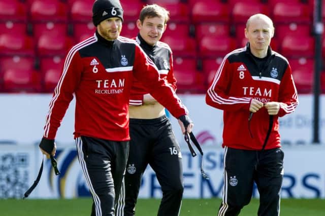 Mark Reynolds, Peter Pawlett and Willo Flood gear up for tomorrows Scottish Cup semi-final. Picture: SNS