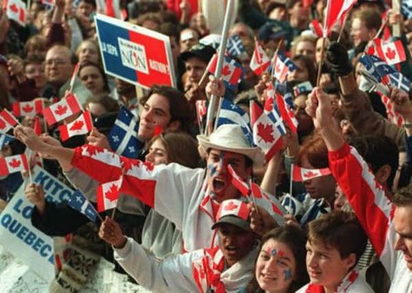 The margin against Quebec independence - narrow in the  1995 referendum  is now wide. Picture: André Pichette/AFP