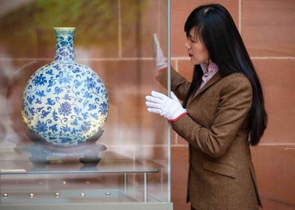 A prized Ming vase is going on display in Scotland on the first stop of a UK tour Picture: PA