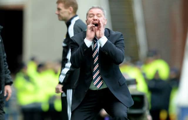 Rangers manager Ally McCoist is in full voice as his team lose to Dundee United. Picture: SNS