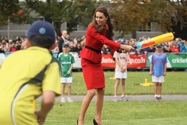 Catherine, Duchess of Cambridge reacts to a bowl from Prince William, Duke of Cambridge. Picture: Getty