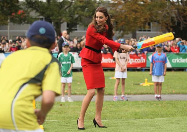 Catherine, Duchess of Cambridge reacts to a bowl from Prince William, Duke of Cambridge. Picture: Getty