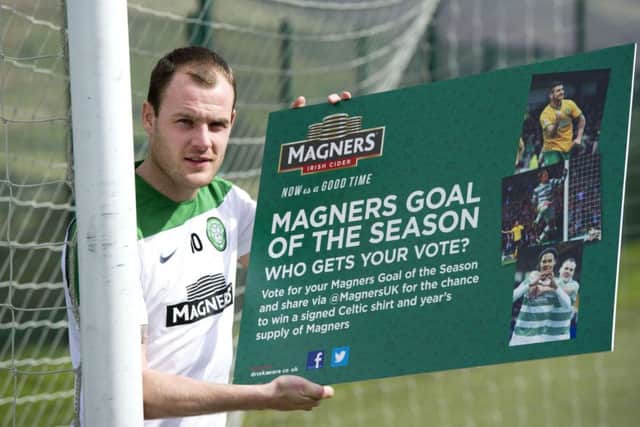 Celtic striker Anthony Stokes promotes Celtics Magners Goal of the Season award. Picture: SNS Group