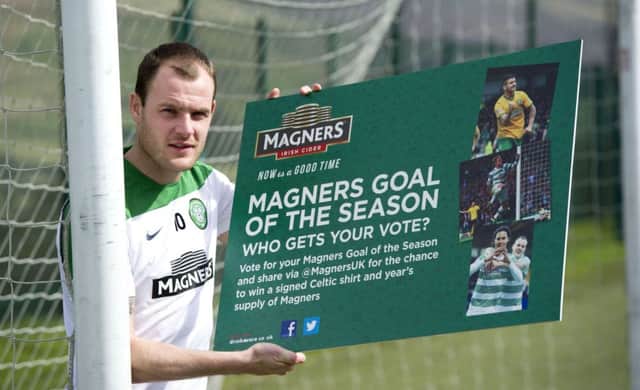 Celtic striker Anthony Stokes promotes Celtics Magners Goal of the Season award. Picture: SNS Group