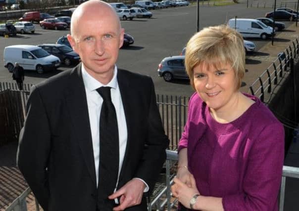 Deputy First Minister Nicola Sturgeon meets Patrick Wiggins, chief executive of Irvine Bay Regeneration Company. Picture: Contributed
