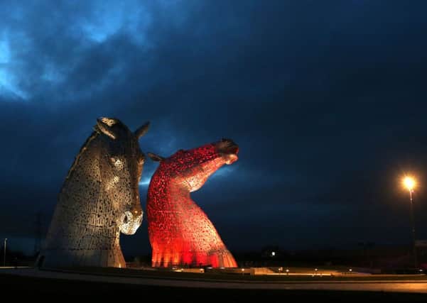 A spectacular special effects show will officially launch the Kelpies structure this week. Picture: PA