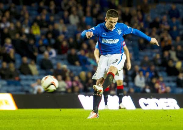 Rangers' Ian Black rifles home his side's opening goal of the game. Picture: SNS