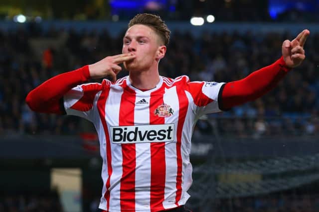Sunderlands Conor Wickham celebrates scoring the equaliser against Manchester City. Picture: Getty
