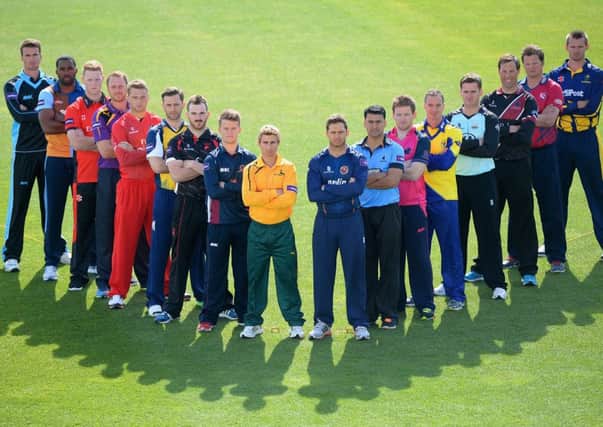 Players from all the NatWest T20 Blast teams lineup at Edgbaston. Picture: Getty