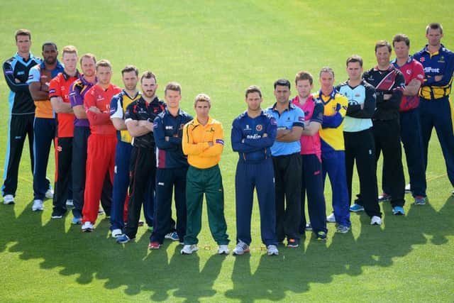 Players from all the NatWest T20 Blast teams lineup at Edgbaston. Picture: Getty