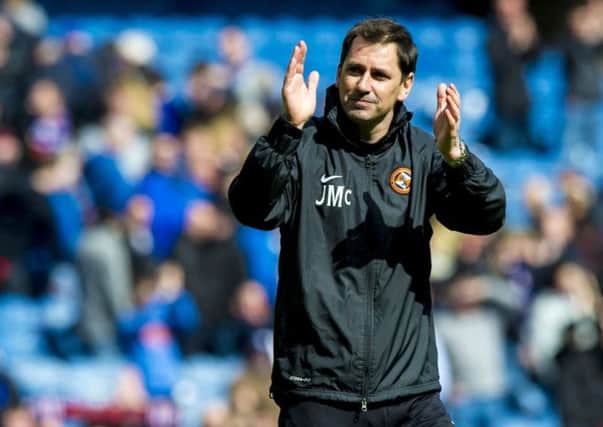 Jackie McNamara celebrates at full-time in the Scottish Cup semi-final. Picture: SNS