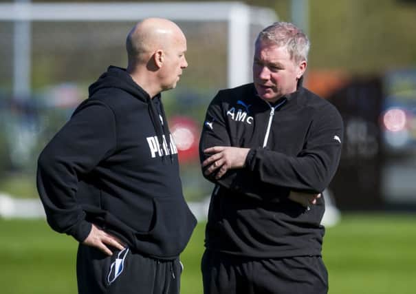 Rangers manager Ally McCoist chats with his assistant Kenny McDowall. Picture: SNS