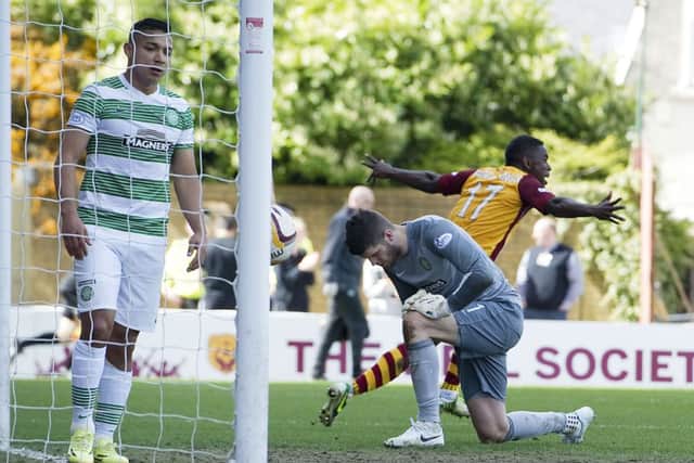 Zaine Francis-Angol celebrates Motherwell's second. Picture: SNS