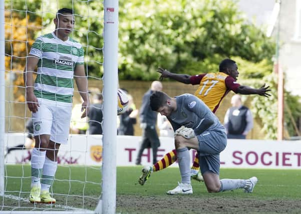 Zaine Francis-Angol celebrates Motherwell's second. Picture: SNS