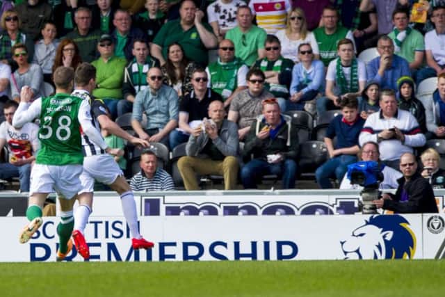 Kenny McLean  fires the ball home to give St Mirren an early lead. Picture: SNS