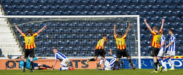 Aaron Taylor-Sinclair  celebrates scoring the winning goal for Partick Thistle. Picture: SNS